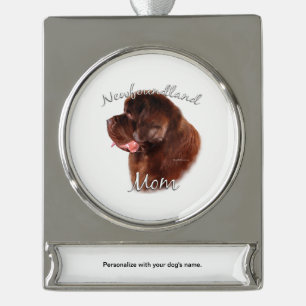Neufundland (braun) Mama 2 Banner-Ornament Silber