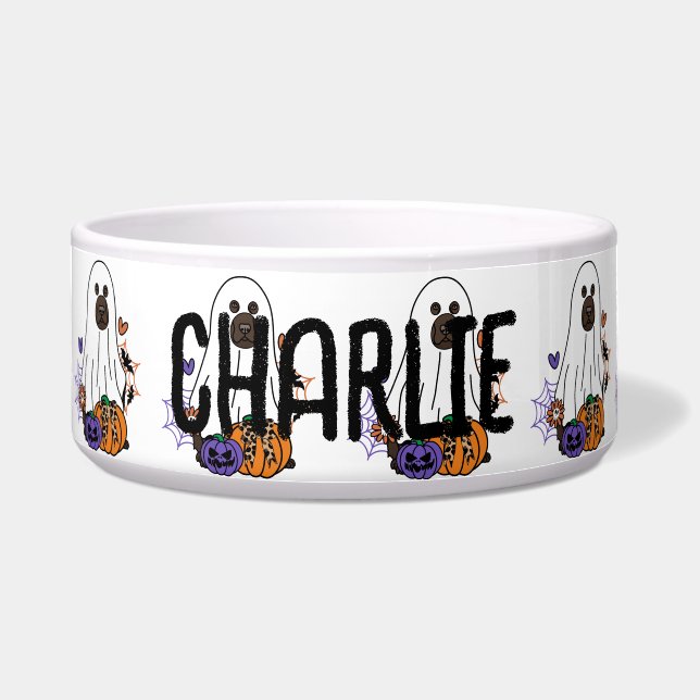 Neufundland Brown Halloween Ghost Dog Napf (Vorderseite)
