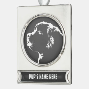 Neufundland-Dekoration Personalisierter Hunde Banner-Ornament Silber