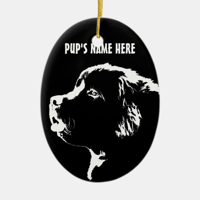 Neufundland-Dekoration Personalisierter Hunde Keramik Ornament (Vorne)