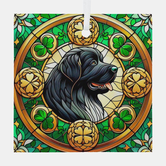 Neufundland Dog Celtic Glass Ornament Suncatcher Aus Glas (Rückseite)