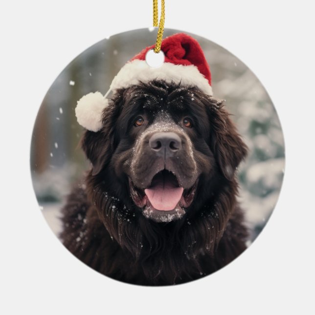 Neufundland Dog Christmas Keepake Keramik Ornament (Vorne)
