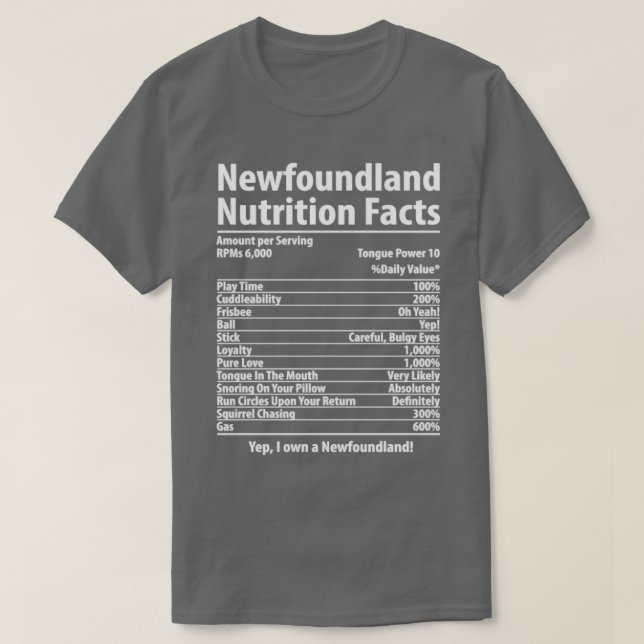 Neufundland - Dog Nutrition Fakten 1 T-Shirt (Design vorne)