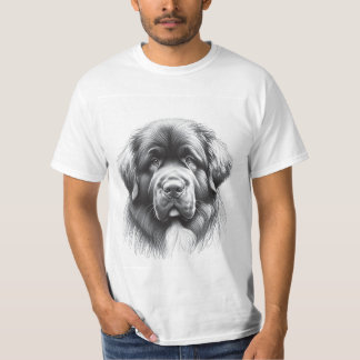 Neufundland Dog Pencil Soft Sketch von Artist Gent T-Shirt