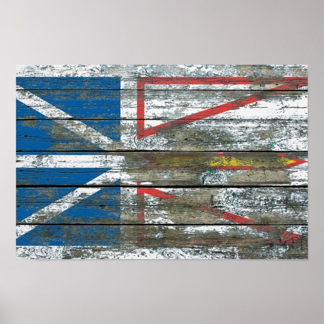 Neufundland-Flagge auf dem Effekt von Rohholzplatt Poster (Vorne)