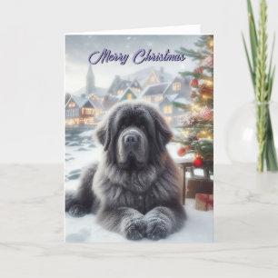 Neufundland Grau Newf Weihnachtskarte Feiertagskarte