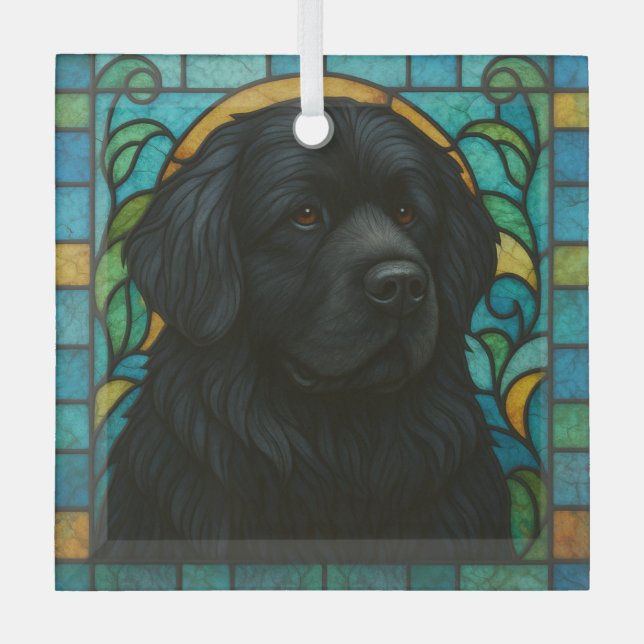 Neufundland Hund "Festglas" Ornament Aus Glas (Vorderseite)