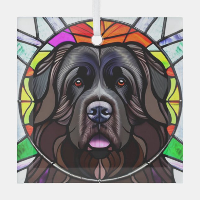 Neufundland Hund "Festglas" Ornament Aus Glas (Vorderseite)