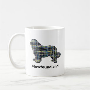 Neufundland Hund gelb & blau Grid weiß Kaffeetasse