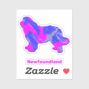 Neufundland Hund Hot Pink & Blue Custom Aufkleber