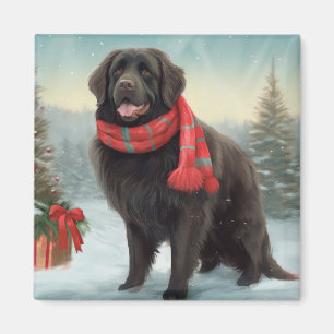 Neufundland Hund in Schnee Weihnachten Magnet