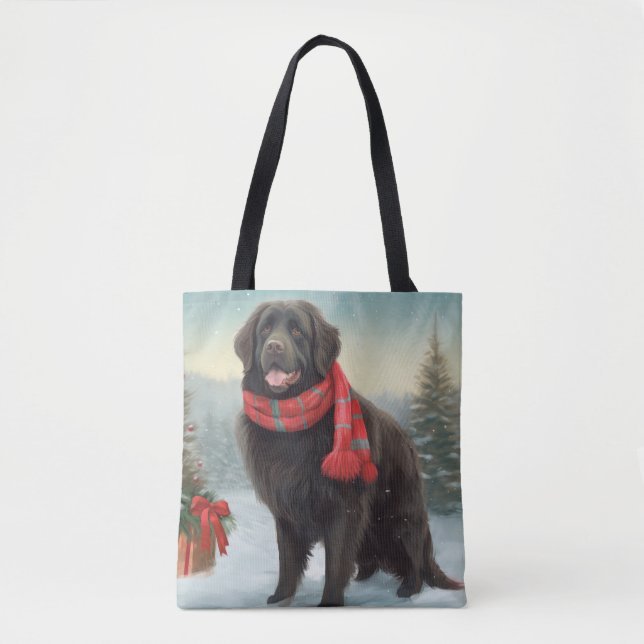 Neufundland Hund in Schnee Weihnachten Tasche (Vorderseite)