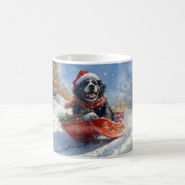Neufundland Hund in Sledge Let it Snow Christmas Kaffeetasse (Mittel)