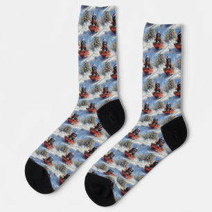 Neufundland Hund in Sledge Let it Snow Christmas Socken