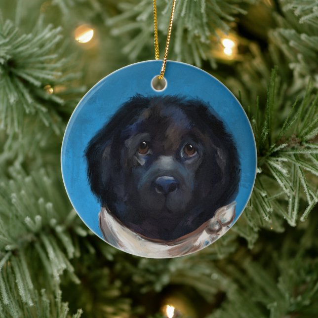 Neufundland-Hund Keramik Ornament (Baum)