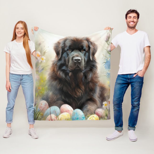 Neufundland Hund mit Ostereiern Urlaub Fleecedecke (Beispiel)