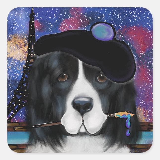 Neufundland-Hund Quadratischer Aufkleber (Vorderseite)