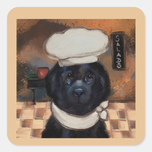 Neufundland-Hund Quadratischer Aufkleber (Vorderseite)