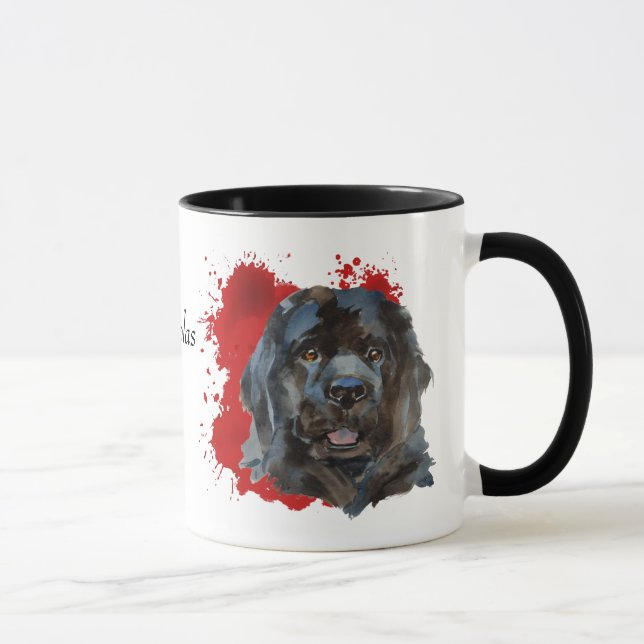 Neufundland Hund roter Abstrakter Hintergrund Tasse (Rechts)