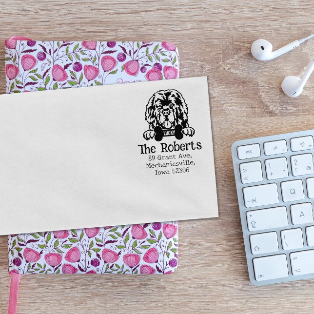 Neufundland, Hund, Rücksendeadresse, Gummistempel (Von Creator hochgeladen)