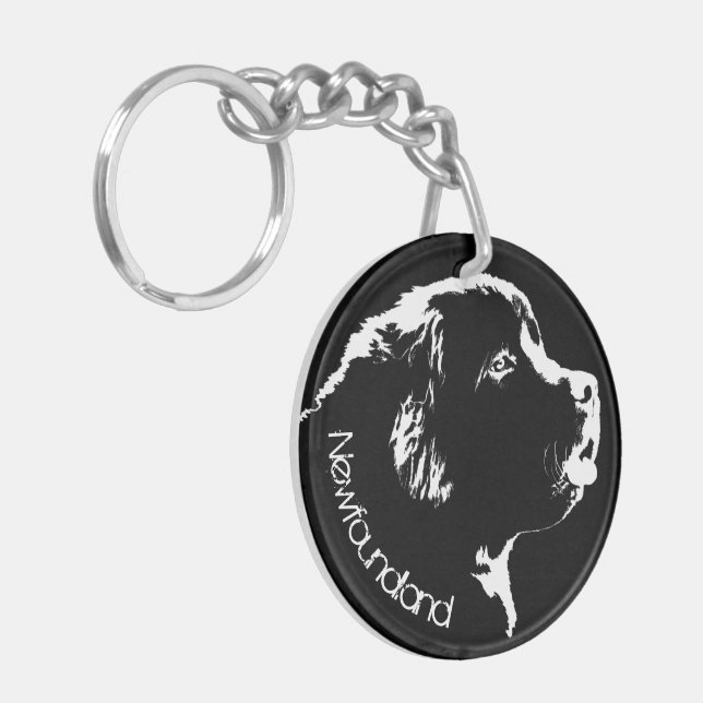 Neufundland Hund Schlüsselanhänger Custom Pup Dog  (Vorderseite links)