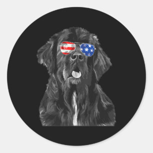 Neufundland Hund Sungles Flag American 4. Juli Runder Aufkleber
