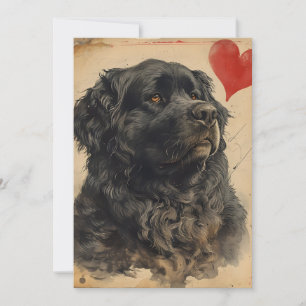 Neufundland Hund Vintag Valentinstag Feiertagskarte
