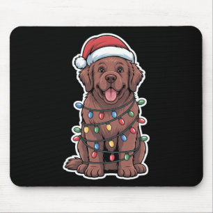 Neufundland Hund wackelt in Weihnachtsbeleuchtung Mousepad