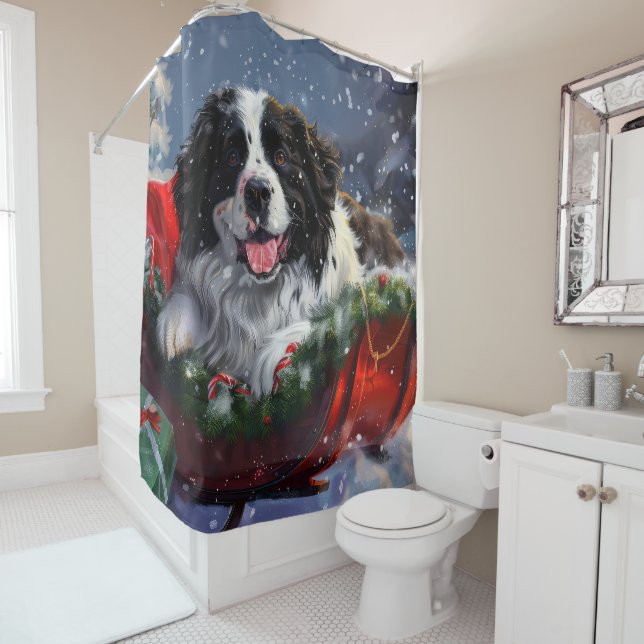 Neufundland Hund Weihnachtsfest Duschvorhang (Beispiel)