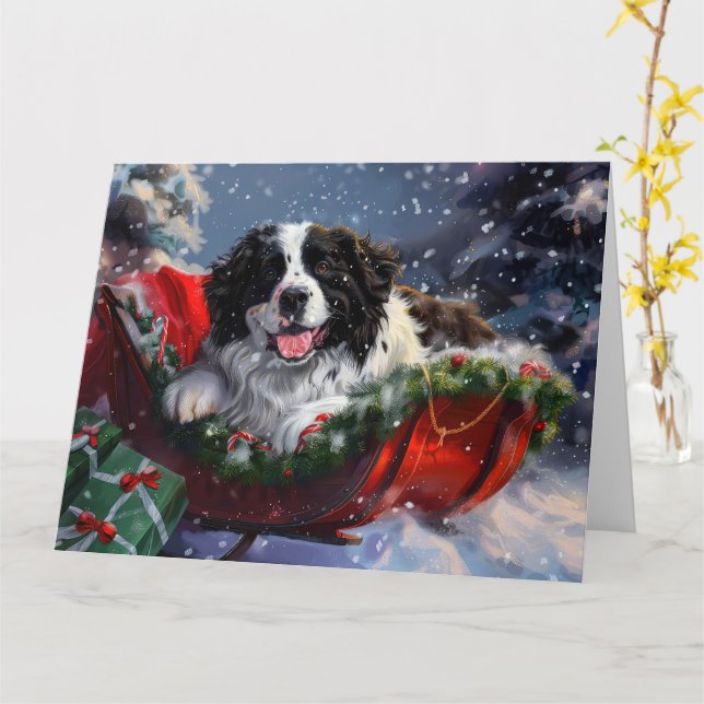 Neufundland Hund Weihnachtsfest Karte (Gelbe Blume)