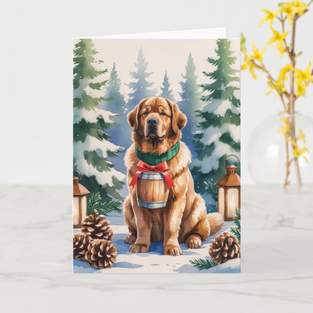 Neufundland Hund Weihnachtsgrüße Karte (Gelbe Blume)