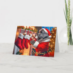 Neufundland Hunde Filling Strumpfs Weihnachtskarte Feiertagskarte