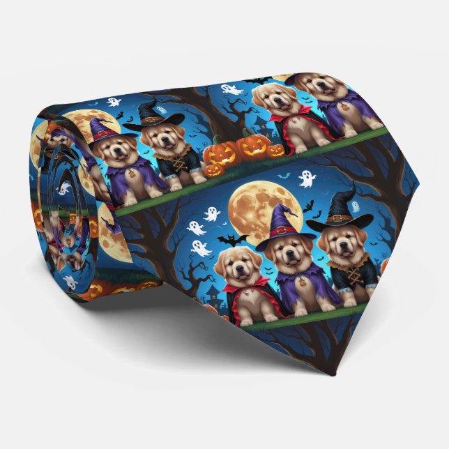 Neufundland Hunde Pumpkin Halloween Funny Krawatte (Gerollt)