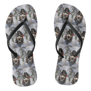 Neufundland Hunde reiten Motorrad Weihnachten Flip Flops