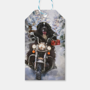Neufundland Hunde reiten Motorrad Weihnachten Geschenkanhänger
