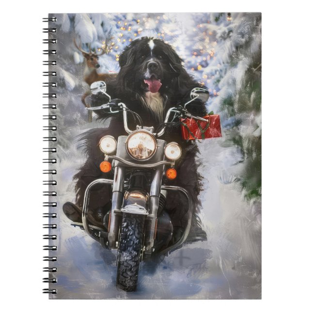 Neufundland Hunde reiten Motorrad Weihnachten Notizblock (Vorderseite)