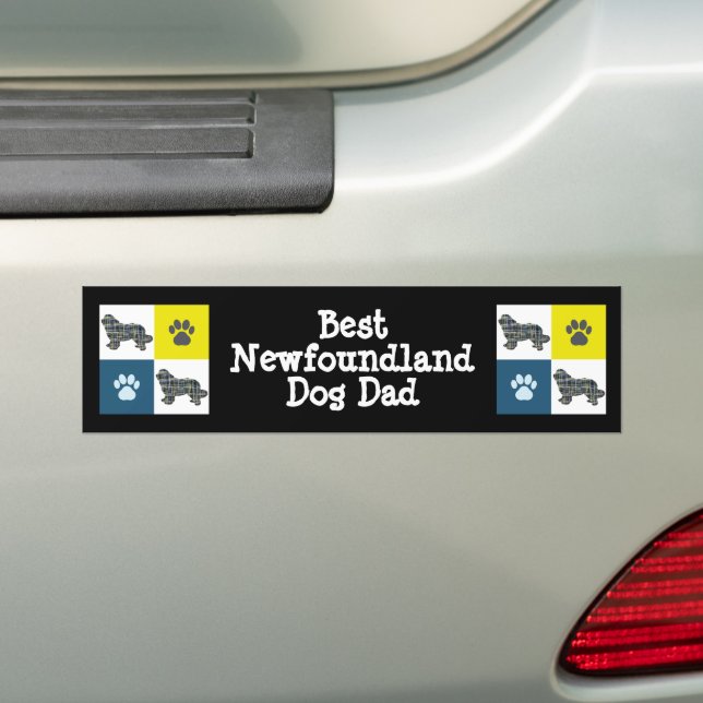 Neufundland Hunde Silhouette Gelb & Blau Grid Autoaufkleber (Auf Auto)