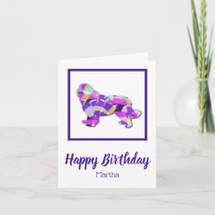 Neufundland Hunde Silhouette Lila PY&B Geburtstag Karte