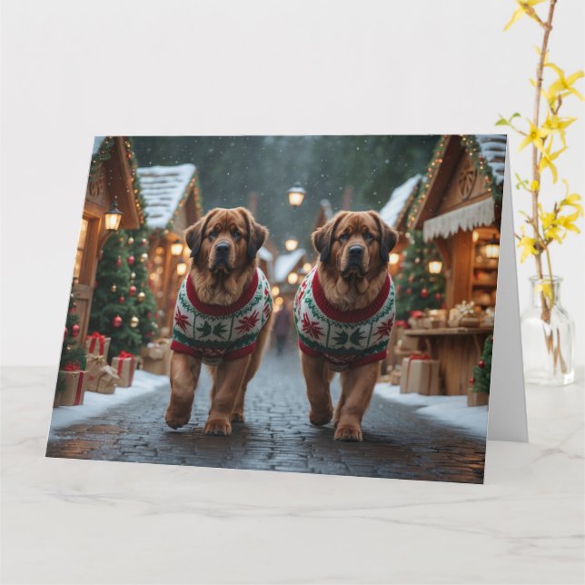 Neufundland Hunde Weihnachtsschneeurlaub Karte (Gelbe Blume)