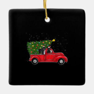 Neufundland Hundeweihe Weihnachten auf Red Car Tru Keramikornament