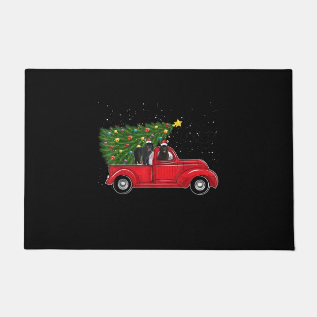 Neufundland Hundeweihnachtsfest auf Red Car Truck  Fußmatte (Vorderseite)