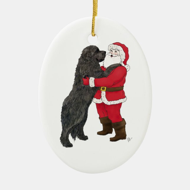 Neufundland Jowly Christmas Gruß Keramik Ornament (Vorne)