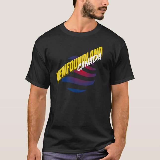 Neufundland Kanada Flaggenfarben Rundschwellen-Gra T-Shirt (Vorderseite)