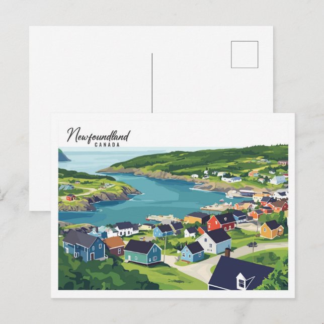 Neufundland Kanada Illustration Travel Postkarte (Vorne/Hinten)