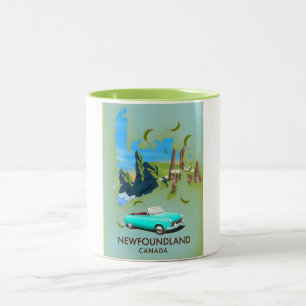 Neufundland Kanada Karte Reiseplakat Zweifarbige Tasse