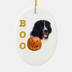Neufundland Landseer Halloween Boo Keramik Ornament
