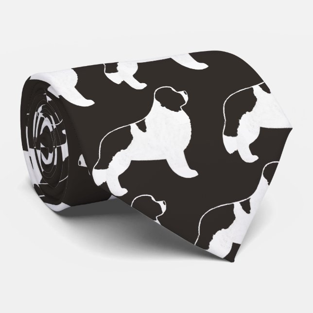 Neufundland Landseer Silhouetten Musterhunde Krawatte (Gerollt)