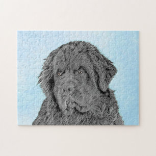 Neufundland Malerei - Niedliche Original Hunde Kun
