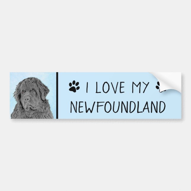 Neufundland Malerei - Niedliche Original Hunde Kun Autoaufkleber (Vorne)