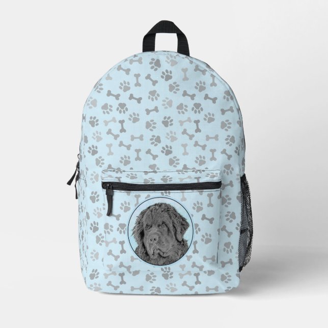 Neufundland Malerei - Niedliche Original Hunde Kun Bedruckter Rucksack (Vorderseite)